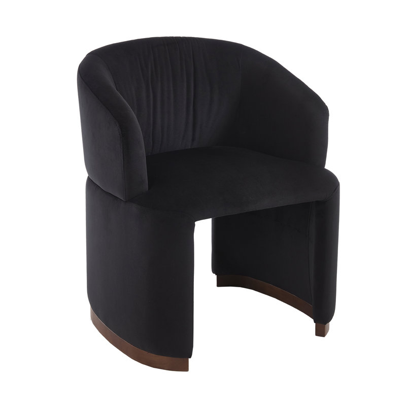 25" Wide Modern Dining Chair Upholstered Barrel Armchair With Solid Wood Legs And Backrest, For Dining Room/Living Room