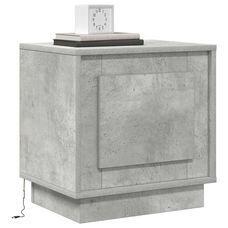 Bedside Cabinet With 44 X 34.5 X 45 Cm Engineered Wood, Concrete Grey