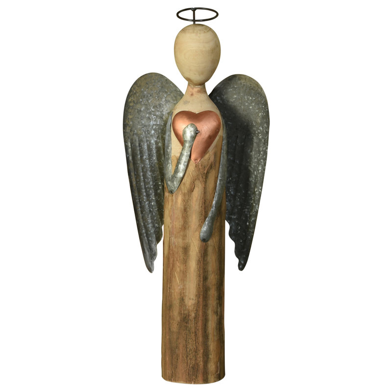 Figurine de Noël ange avec cœur, H 24 po x l 9 po x P 4 po