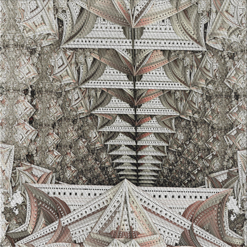 Laine tissée à la machine abstraite et Tapis décoratif gris polyester, Carré 8 pi