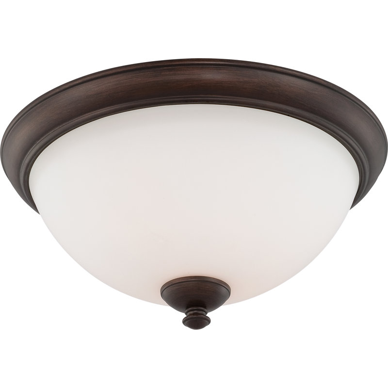 Minidoka Glass Flush Mount, A19, Prairie Bronze