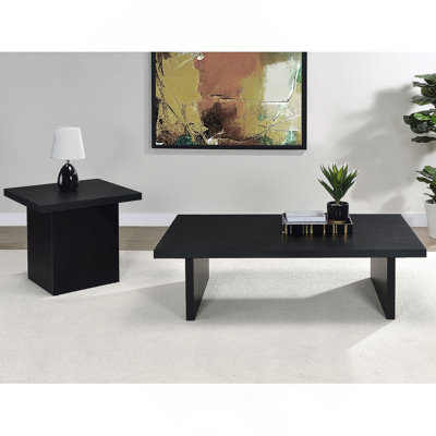 Ensemble de tables basses et de tables de bout noires 2 pièces Black