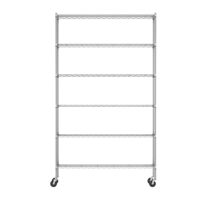Ceana 6-Tier Metal Storage Shelf Rack, Stainless Steel, 208.28cm H x 121.92cm W x 45.72cm D