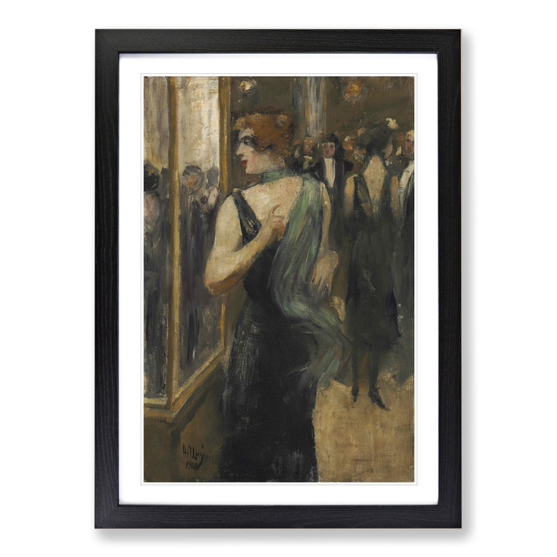 Dame in Black by Lesser Ury - Picture Frame Painting, Black Framed, 48cm H x 36cm W x 2cm D