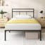 Minimalist Metal Bed Frame with Slatted Headboard-1842282497-1842282498