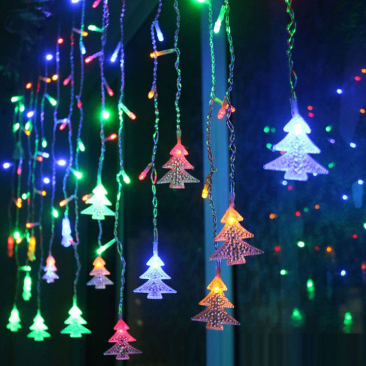 11.4 FT 96 LED Window Curtain String Lights Christmas Tree Twinkle Fairy Light 8 Modes Hanging Decor