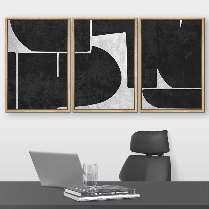BAW " Mid-Century Grunge Polygon Collage Abstract Shapes Minimalism Decor Bohemian Relax/Zen " 3 - Pieces
