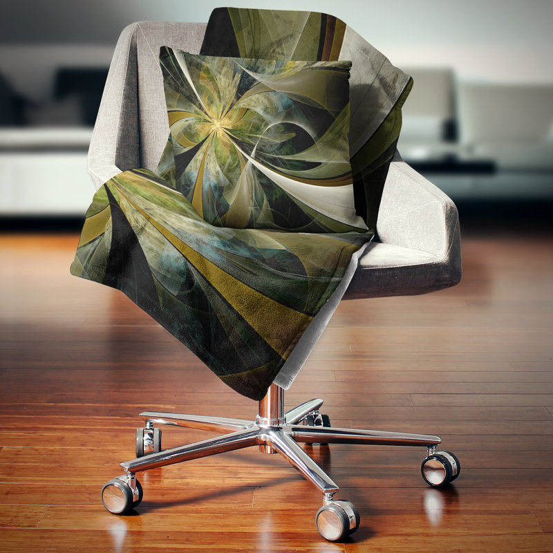 Grand coussin floral fractal, 18 po x 18 po, Coussin décoratif
