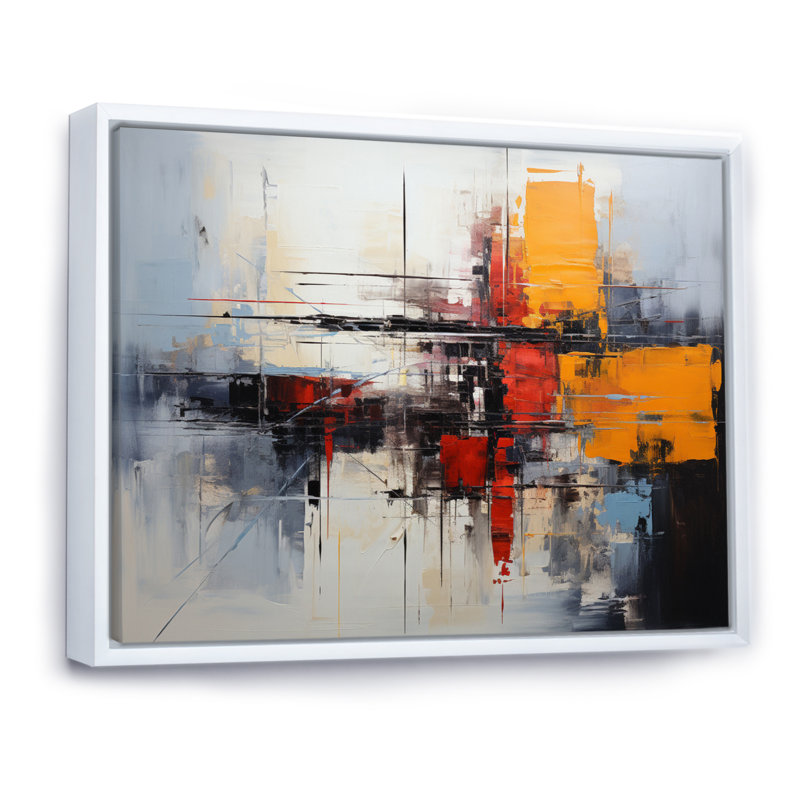 Art asiatique, expression abstraite II - impression, H 30 po x l 40 po x P 1,5 po, Cadre flottant blanc