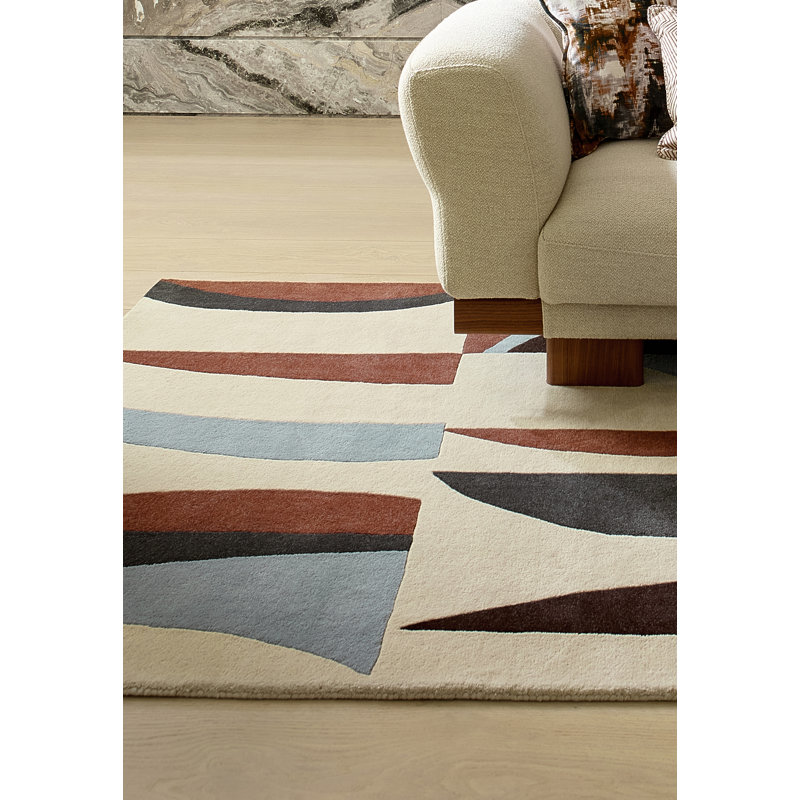 Torillo Hand Tufted Wool Abstract Area Rug in Cornflower/Walnut, Rectangle 6'7" x 9'2"