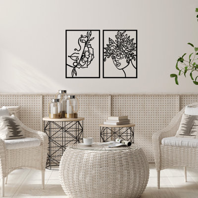 Decorative Metal Wall Accessory (2 Pieces), Black, 19.7 x 27.6 inches | 100% Metal Construction, Thickness: 0.06 inches | Stylish and Durable Design, Perfect for Home Decor and Modern Living Spaces