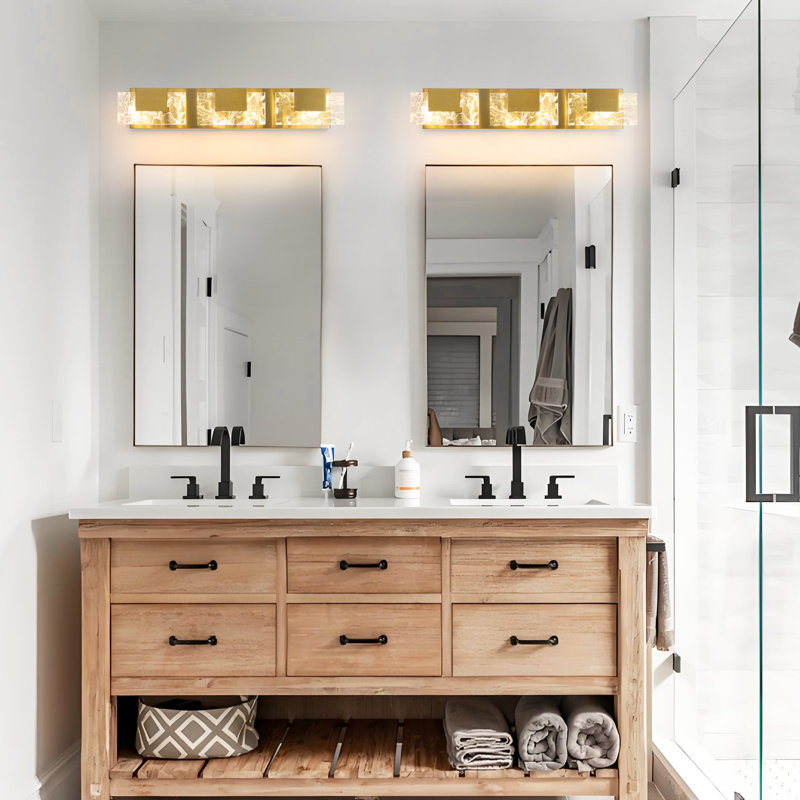 Éclairage pour meuble-lavabo moderne 3 lumières 3 lumières, Doré