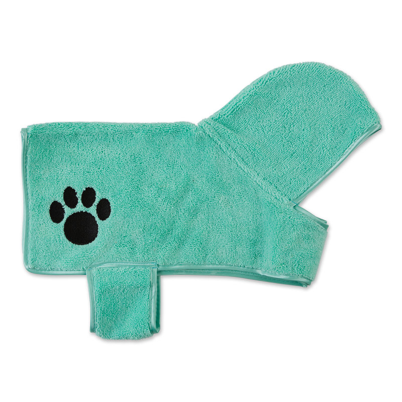 Couverture en polyester AQUA brodé PAW, L 20 po x l 14 po, Aqua