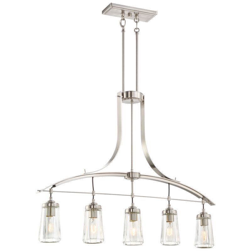 Brayden Studio Omeara Brushed Nickel With Clear Island Light