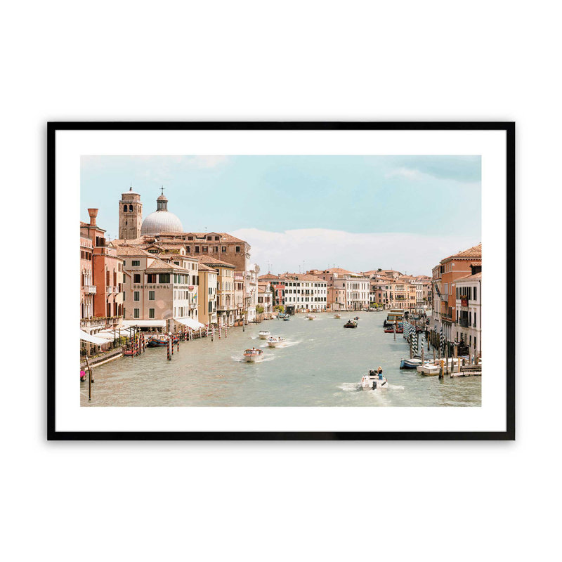 A Venetian Voyage Print, 13" H x 17" W x 1.25" D, Satin Black Framed