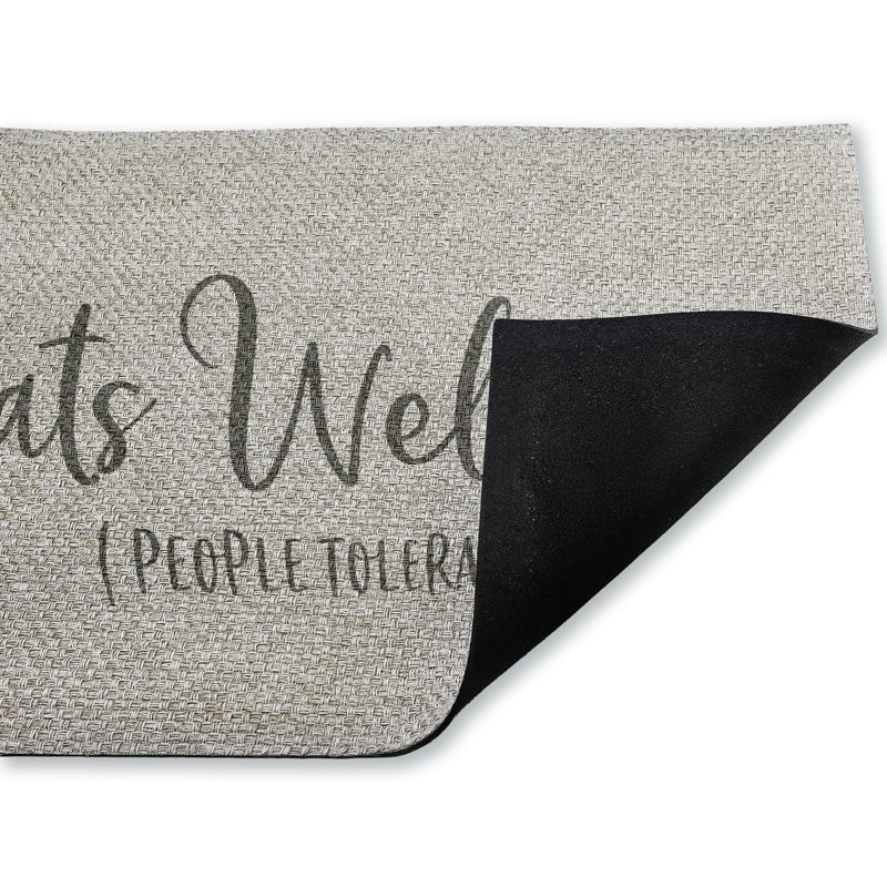 Cats Welcome People Tolerated Outdoor Door Mat, design by Gigi Louise, 18"x30"