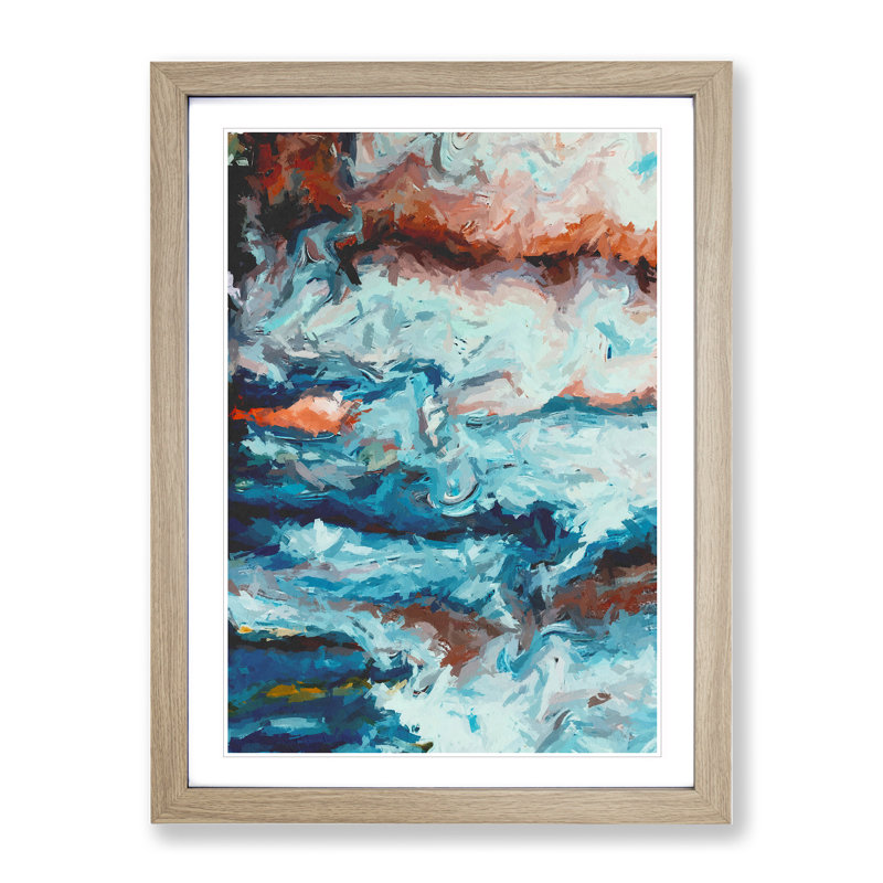Dominant One Abstract - Framed Print, 34cm H x 25cm W, Oak