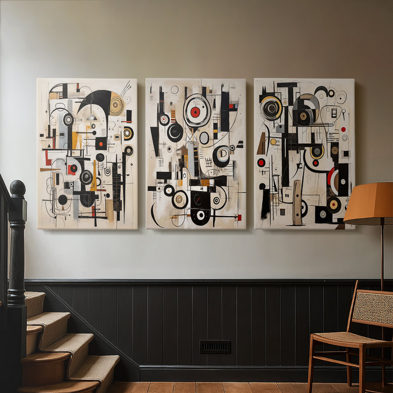 ABSTRACT Series - Peinture sur toile tendue sur mesure - 3 pièces, H 12 po x l 24 po
