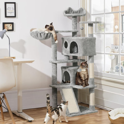Arbre à chat 57 pouces à plusieurs niveaux avec poteaux à griffer et chatons