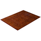 Overdyed Hand-Knotted Wool Modern-Contemporary Gold Area Rug 7' 11" x 10' 5"
