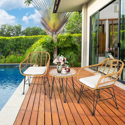 Heider Wicker/Rattan 2 - Person Seating Group with Cushions