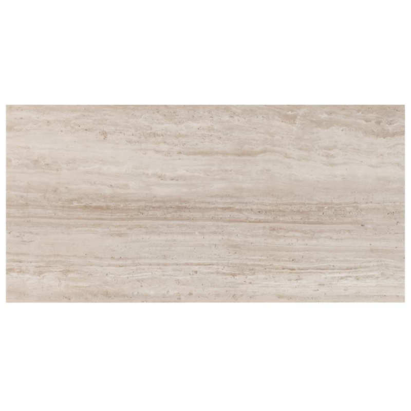 Nashville 12x24 Matte Travertine Look Porcelain Tile, Taupe Polished