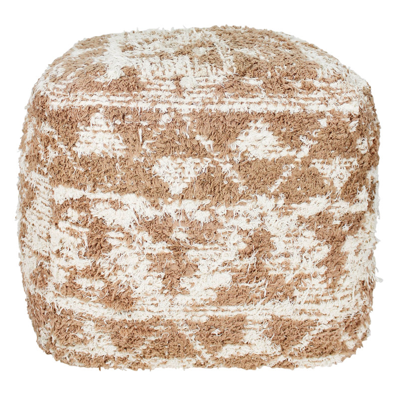 Repose-pieds rembourré Coltun, 100% coton beige / orange