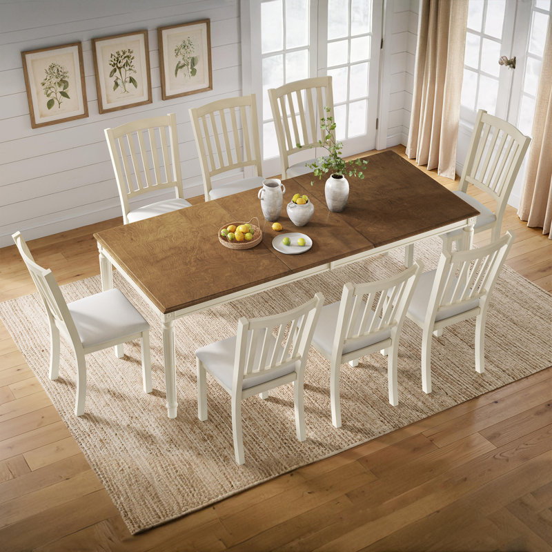 Deral Farmhouse Upholstered Dining Chairs, White, White
