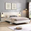 Grand lit tapissier blanc avec lumières encastrées et tablettes pratiques White