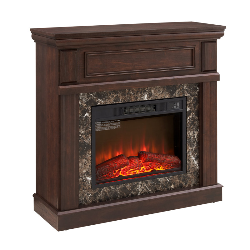 41.34" Electric Fireplace With Mantel, 23" Fireplace Insert, Adjustable Led Flame, Remote Control, Freestanding Heater For Living Room Bedroom – Cherry