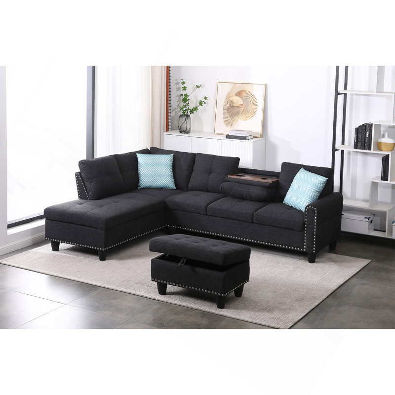 Canapé Rivet, Charcoal Grey