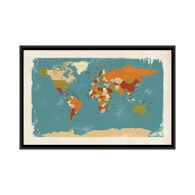 " Retro Political Map Of The World IV " by Michael Tompsett Graphic Art
