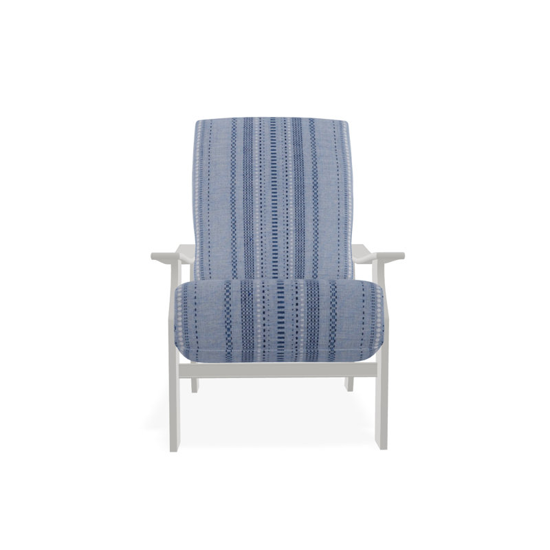 St. Catherine Marine Grade Polymer Deep Seating Cushion Arm Chair, Snow, Spectrum Indigo Sunbrella®