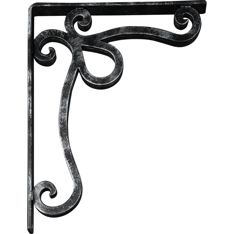 2"W x 12"D x 15"H Orleans Wrought Iron Bracket, (Triple centre brace), Antiqued Silver, Antiqued Silver, 15" H x 2" W x 12" D