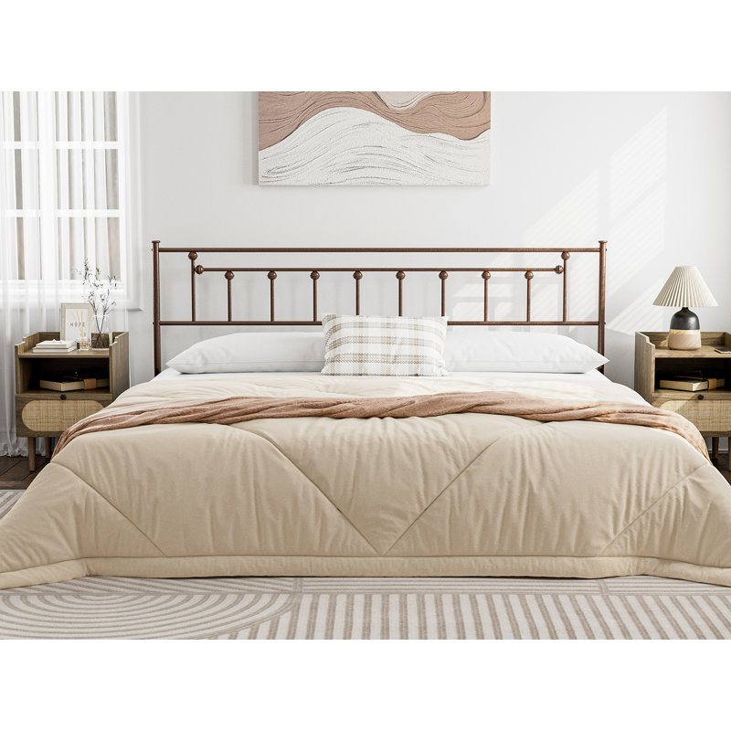 Metal Headboard - Adjustable Height - Only For Bedroom, Rustic Farmhouse Style, Attach Frame, Brown, California King
