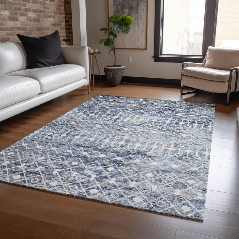 Tapis intérieur / extérieur bleu Calandria, 5' x 7'6"