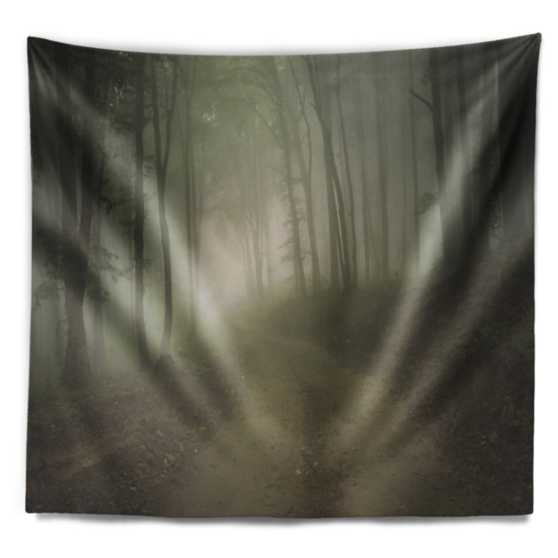 Tapisserie de forêt en polyester dans le matin avec accessoires suspendus inclus, H 32 po x l 39 po