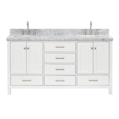 Cambridge 67'' Double Bathroom Vanity with Carrara Marble Top
