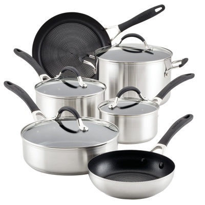 Circulon Stainless Steel Induction Cookware Set With Steelshield Hybrid Stainless And Nonstick Technology, Pots And Pans, 10 Piece, Silver