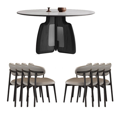 Light luxury French sintered stone round table