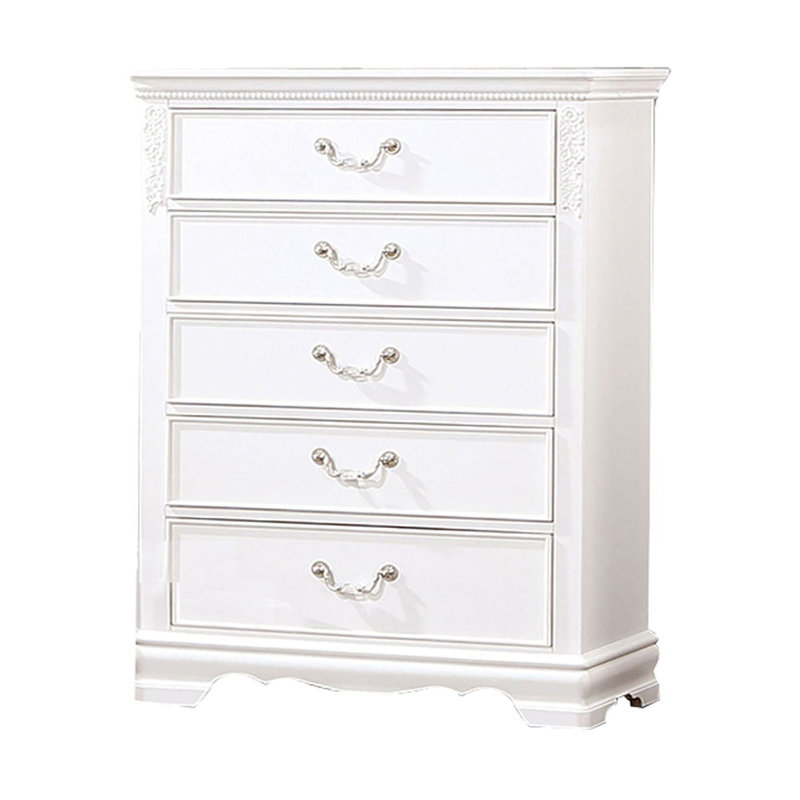 Commode 5 tiroirs l 33,6 po blanche