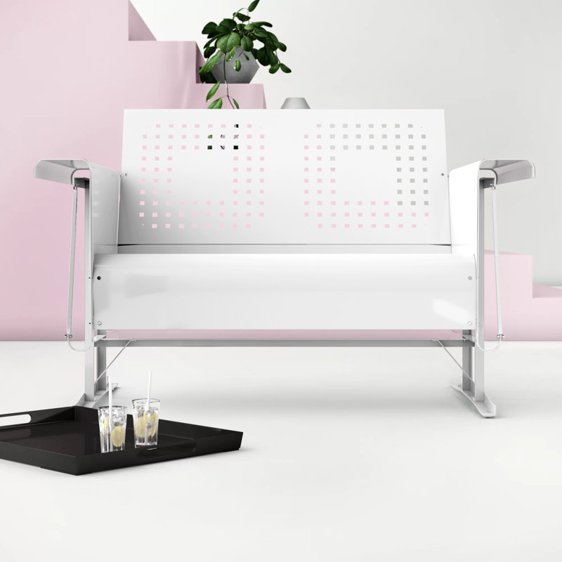 Kutcher 48.75'' Wide Straight Metal Loveseat, White