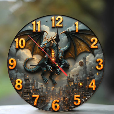 Horloge murale rétro Blue Dragon