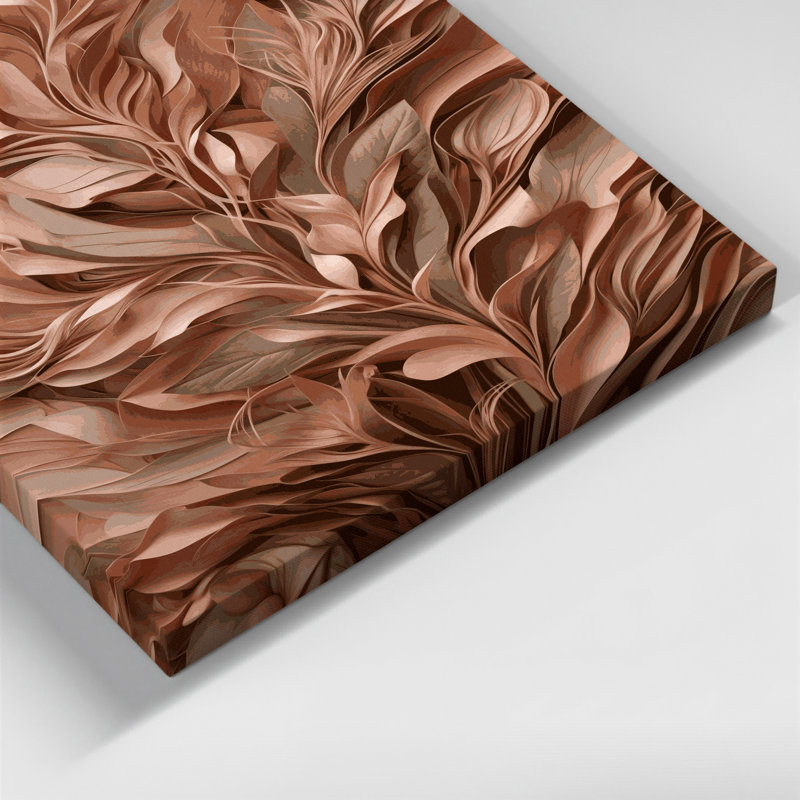 «Abstract Florals 22», art mural sur toile brune, H 14 po x l 11 po