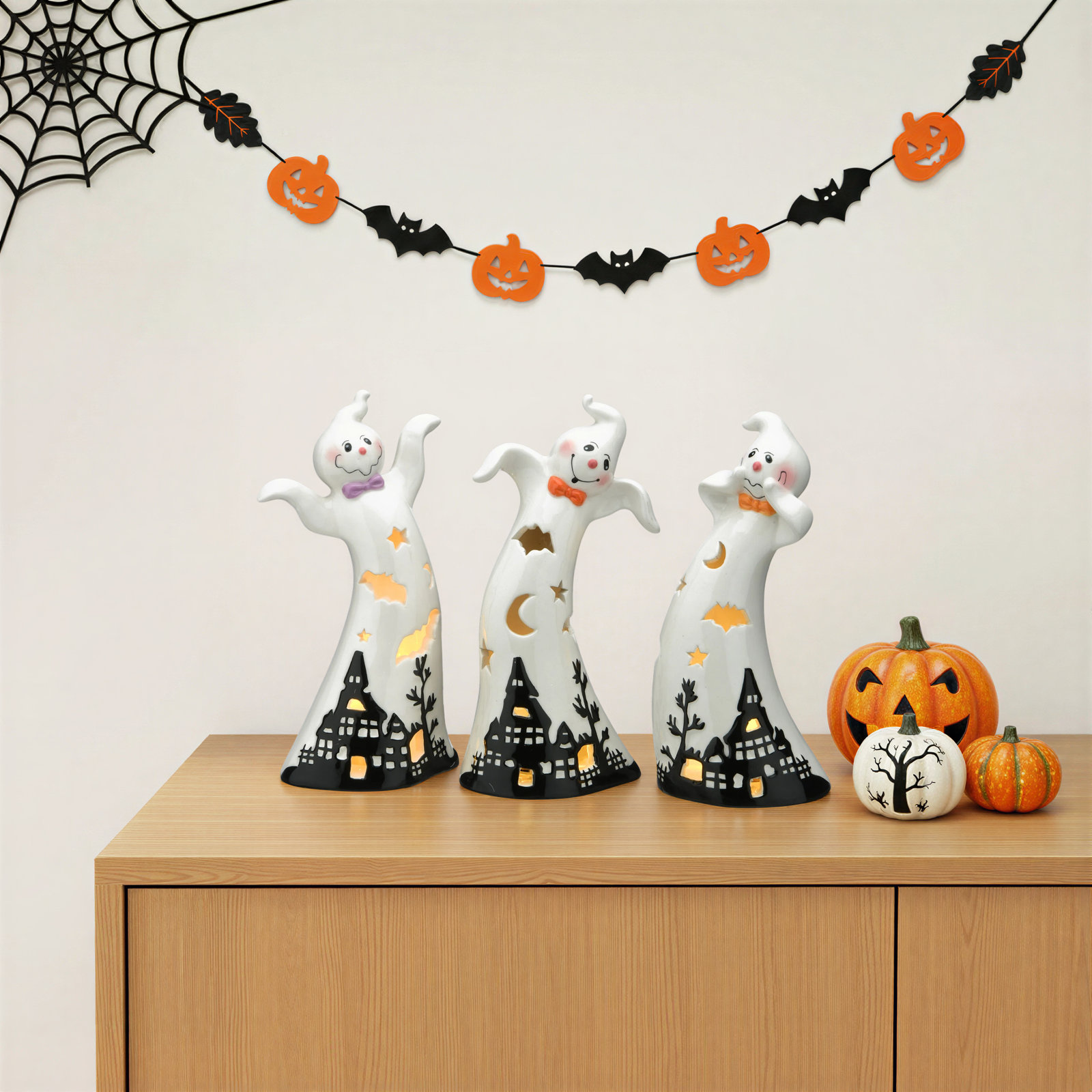 Set of Three Halloween Ghost Decoration