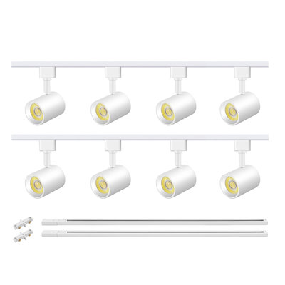 Ensemble d'éclairage sur rail 8 lumières DEL avec rail de type H, projecteur de plafond à intensité variable