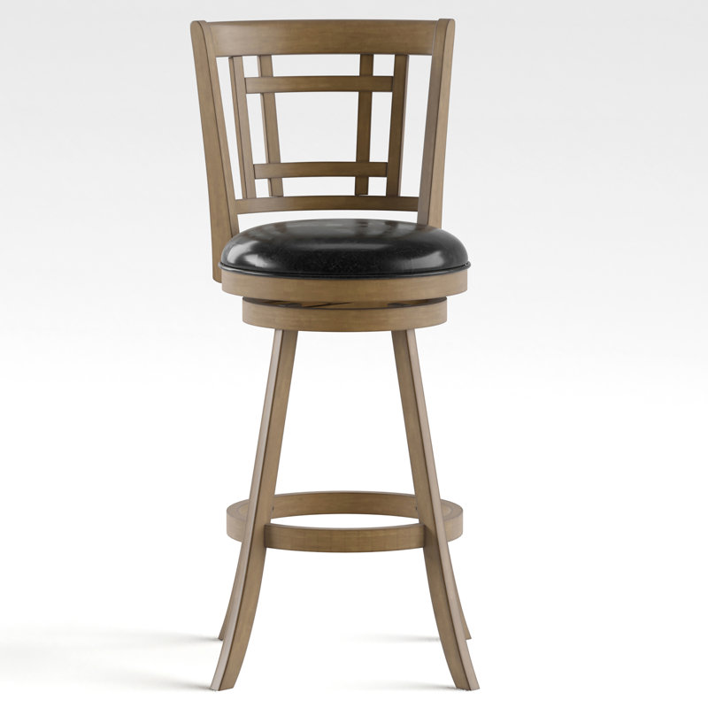 Immanuel Swivel Upholstered Counter Stool with Solid Wood Frame, Maple