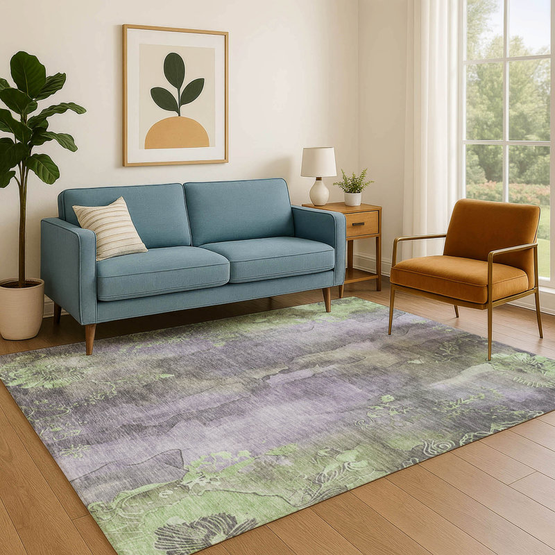 Tapis floral Premium Crestover AMF1869 lavable à la machine, Rectangle 10 pi x 14 pi