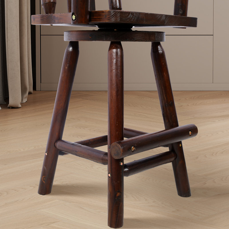 Solid Wood Swivel Counter & Bar Stool, Brown