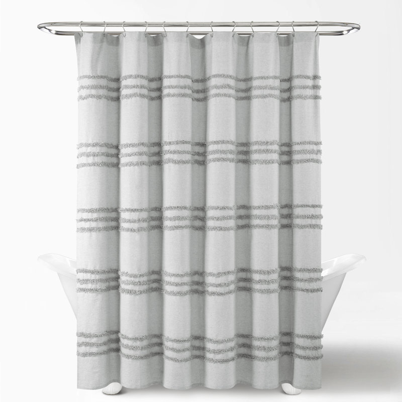 Rideau de douche rayé simple, Gris clair